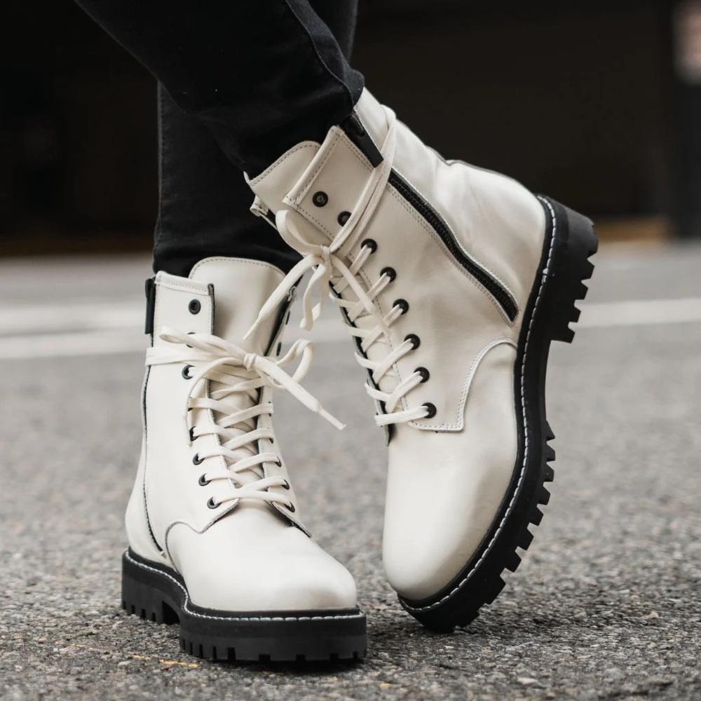 White combat boots